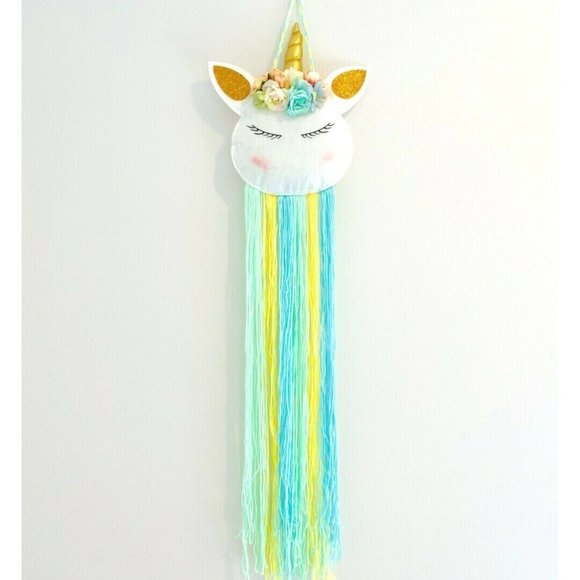 Unicorn Hair Bow Holder Organizer Hair Clip Headband Storage Wall Hanging Decor - Picture 1 of 2